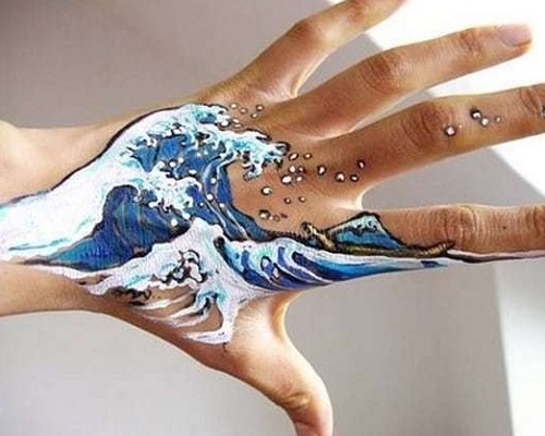 3D wave design tattoo