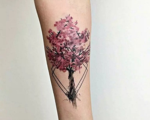 Abstract cherry blossom tattoo