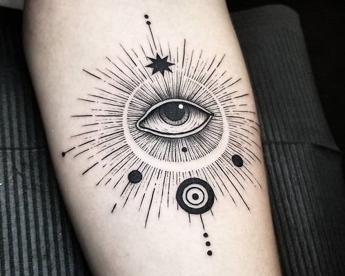 Abstract evil eye tattoo