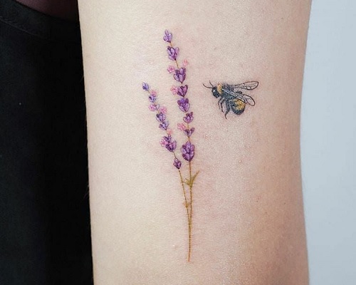 Bee and the flower tattoo