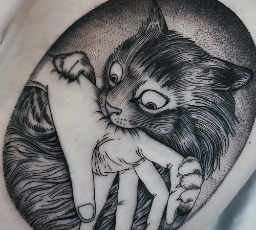 Bitey cat tattoo