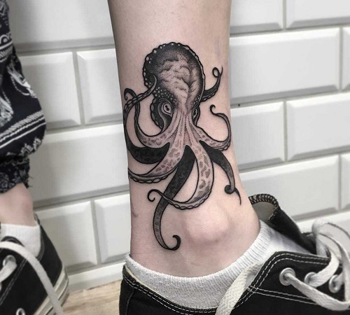Black and gray octopus tattoo