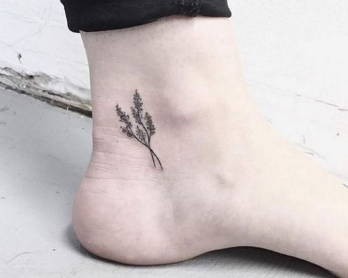 Black and white heather flower tattoo