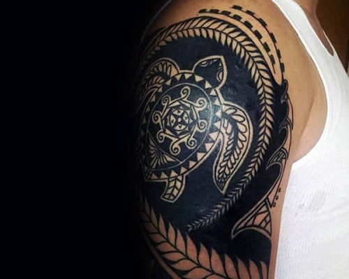 Blackwork turtle tattoo