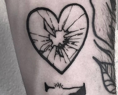 Broken heart tattoo for shattered dreams
