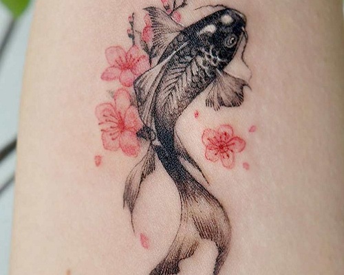 Cherry blossom tattoo with fish
