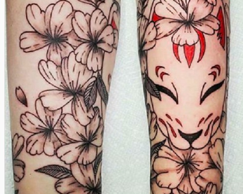 Cherry blossom tiger tattoo