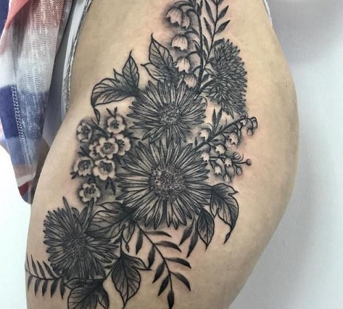 Dark Aster flower tattoo design