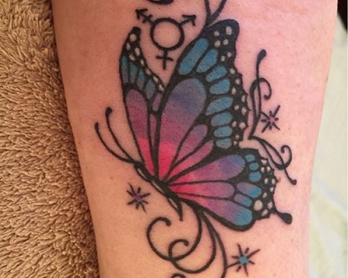 Dual Colored Butterfly Tattoo