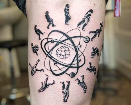 Evolution tattoo with an atom