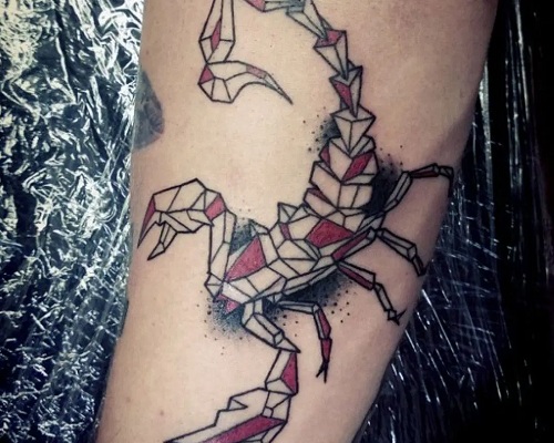 Geometric scorpion tattoo