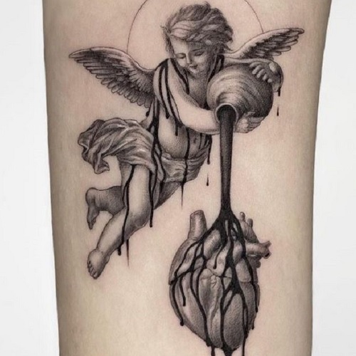 Healing cherub tattoo soothing a broken heart