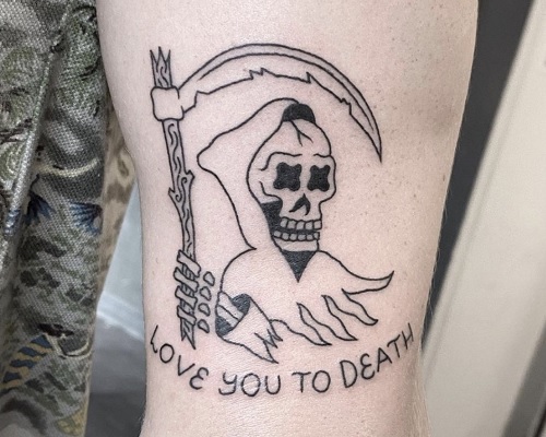 Minimalist Grim Reaper tattoo