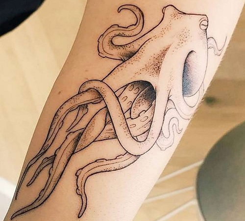 Minimalist octopus tattoo