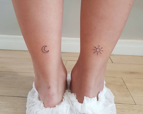 Minimalist sun and moon tattoos