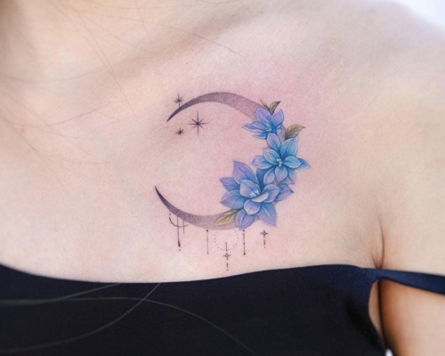 Moon Larkspur tattoo