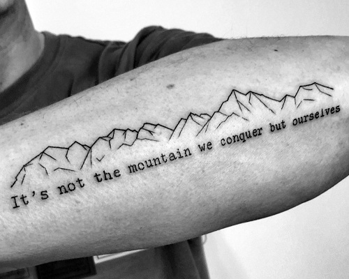 Mountain tattoo with inspirational script