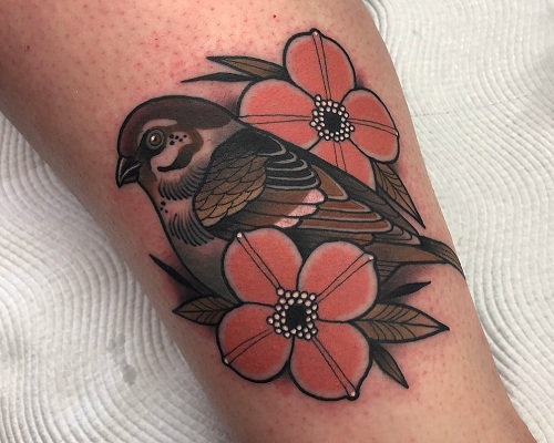 Neo-Traditional bird tattoo