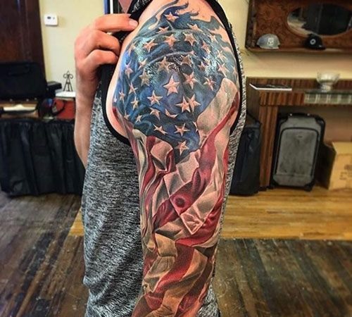 Ragged American flag tattoo