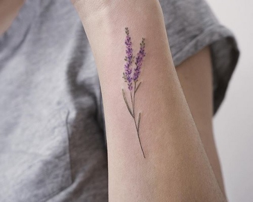 Realistic heather flower tattoo