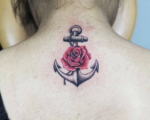 Rose with the Anchor Tattoo