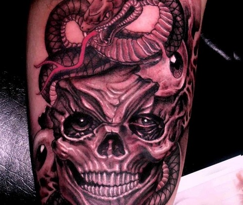 Snake and Skull Tattoo