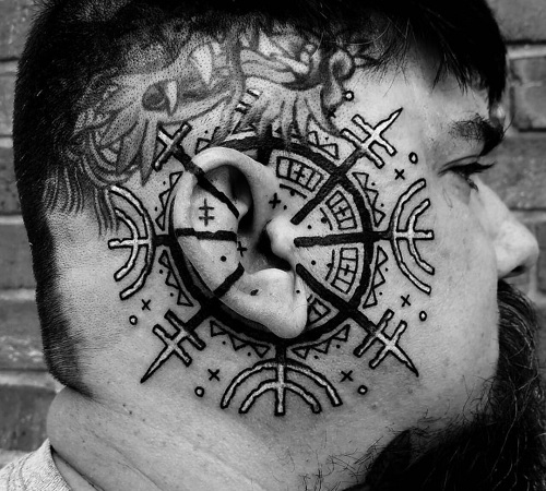Vegvisir or Viking compass tattoo