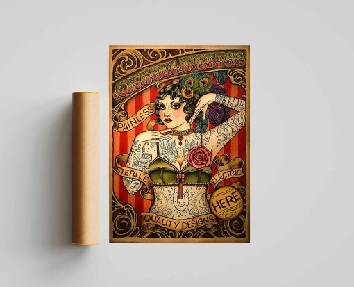 Vintage Tattoo Lady Poster
