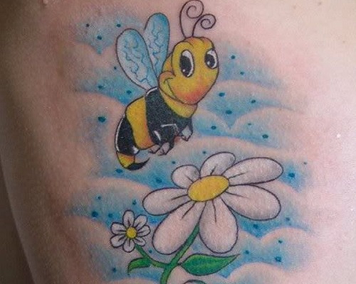 Watercolor bee tattoo