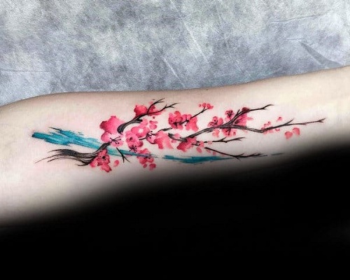 Watercolor cherry blossom tattoo