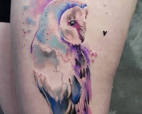 Watercolor owl tattoo